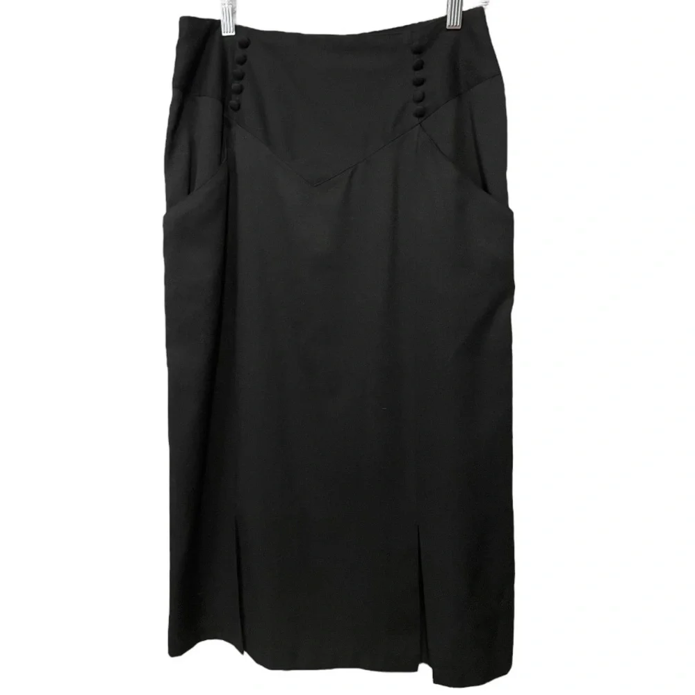 Vintage 80’s Casablanca Union Made Black Career Skirt VTG Sz 14 (size 10) - Picture 2 of 9